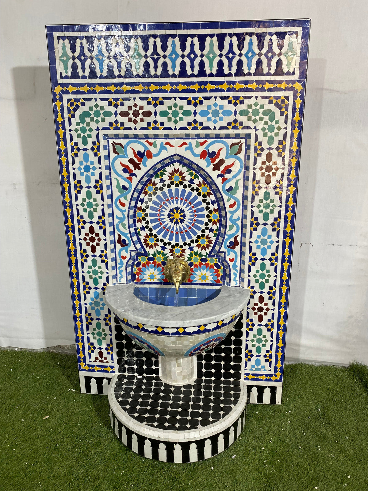 Fountain made from mosaic tiles for indoor and outdoor Mid Century Fountain water inside Moroccan Fountain Andalusia