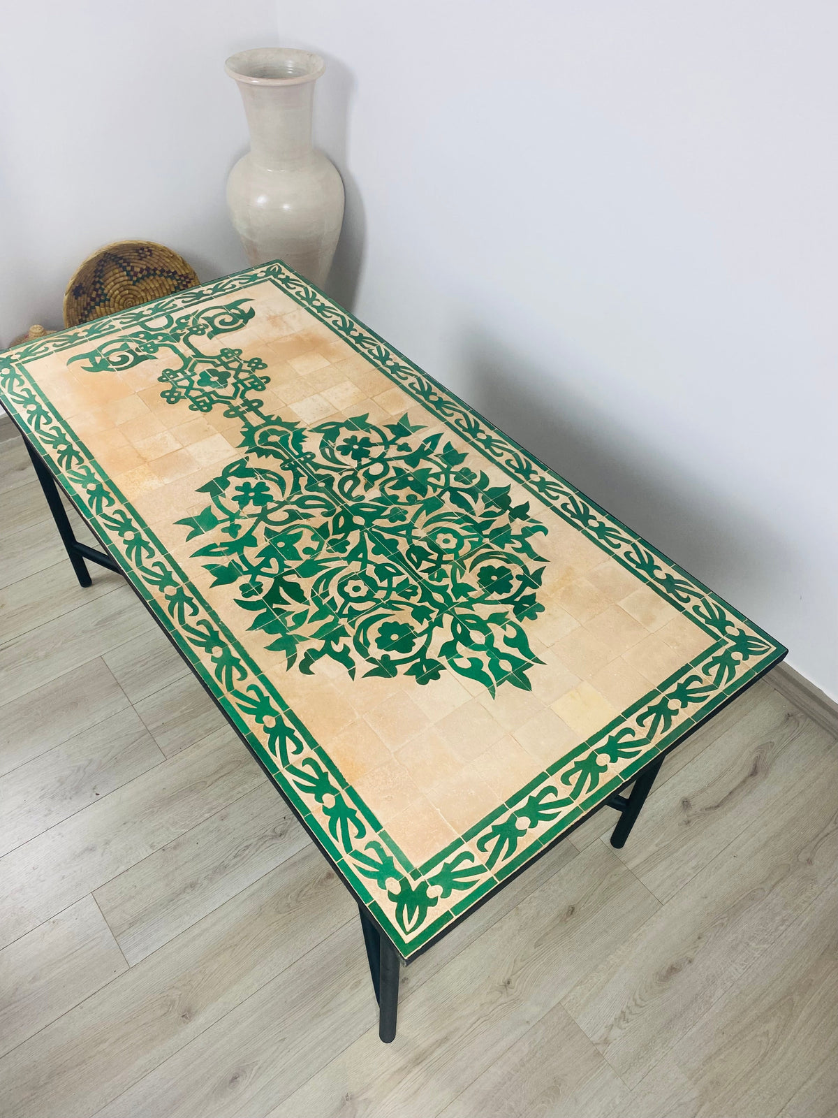 Emerlad Green Dining Mosaic table for outdoor & indoor - tree of life Table made from Moroccan mosaic - family mosaic Table 100% handcrafted