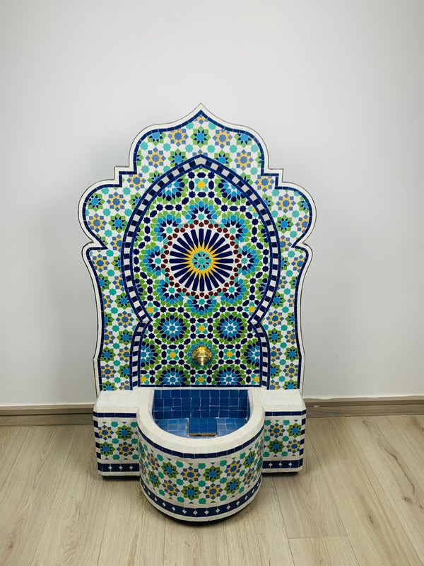 Custom Mosaic Fountai for Outdoor/Indoor - Mid Century Fountain water inside Modern Flair - Moroccan Hung or Floor Fountain