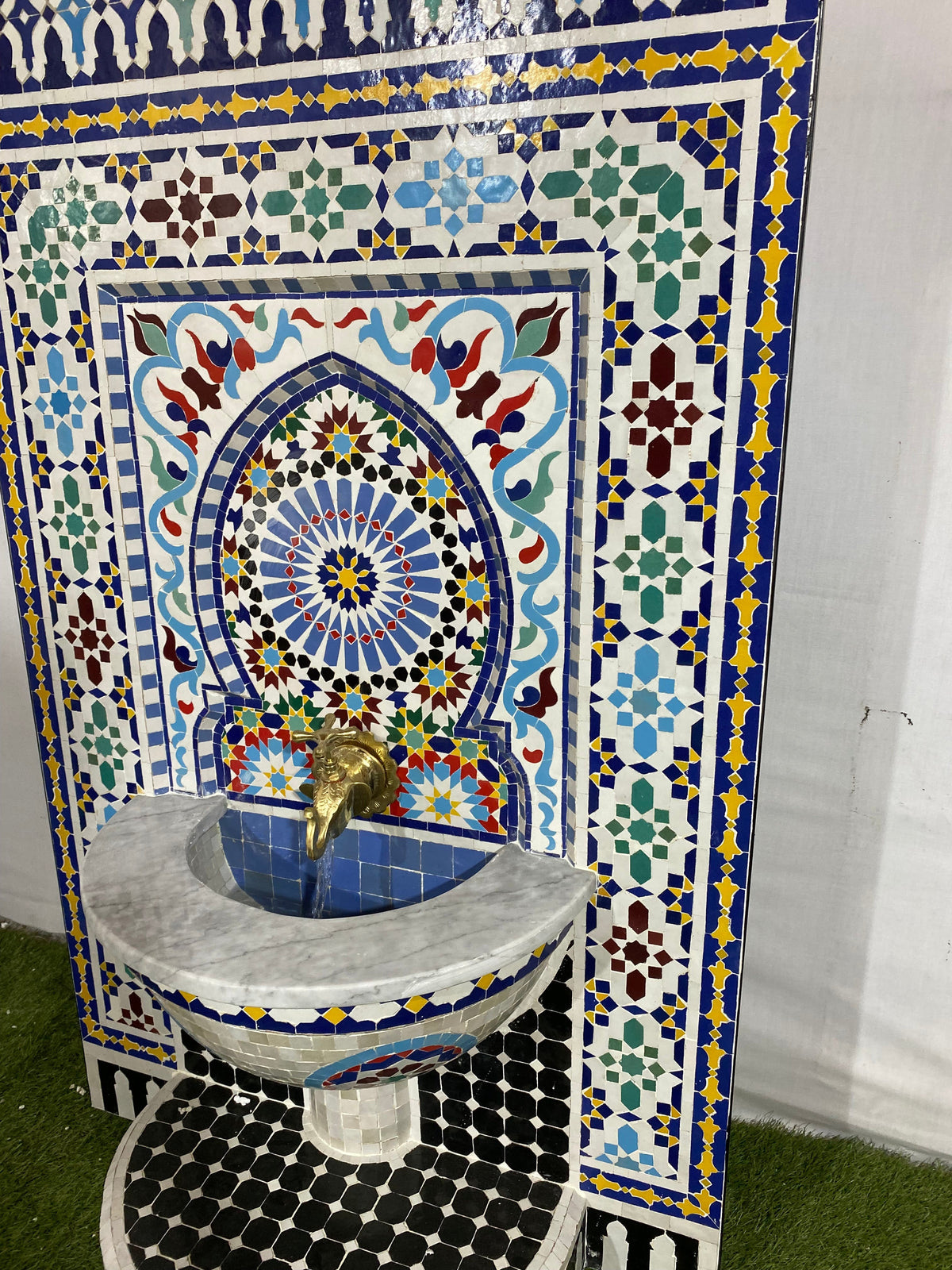 Fountain made from mosaic tiles for indoor and outdoor Mid Century Fountain water inside Moroccan Fountain Andalusia