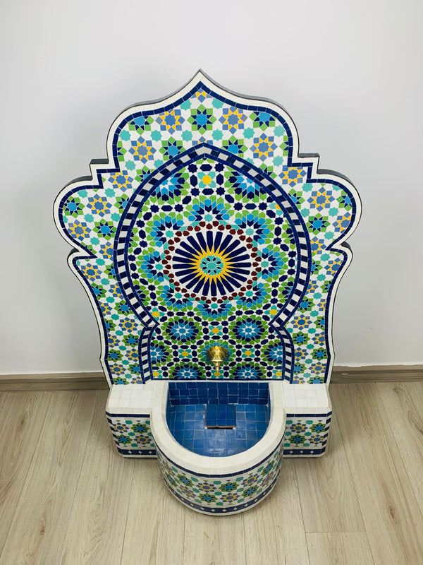 Custom Mosaic Fountai for Outdoor/Indoor - Mid Century Fountain water inside Modern Flair - Moroccan Hung or Floor Fountain