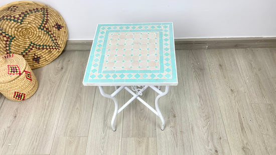 Square table 100% handcrafted Zellige - Mid century mosaic Flair - Mosaic Table for Garden and Indoor - mosaic tiles table top Modern