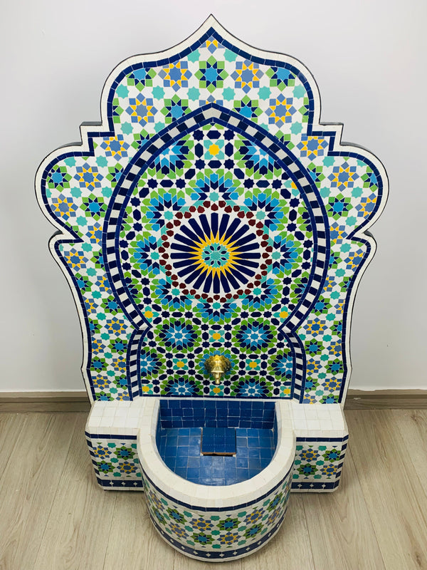 Custom Mosaic Fountai for Outdoor/Indoor - Mid Century Fountain water inside Modern Flair - Moroccan Hung or Floor Fountain