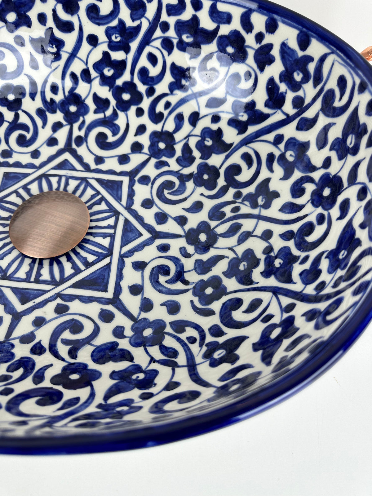 Mid century modern oval blue sink flower - farmehouse bathroom vessel washbasin ovel