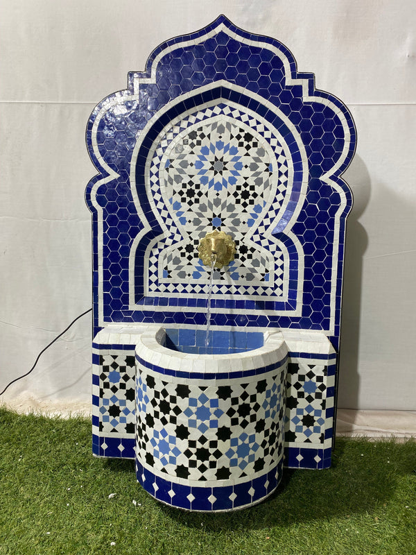 CUSTOMIZABLE Fountain with mosaic tiles, water inside fountain Moroccan mosaic fountain, terrace Indoor Decor.