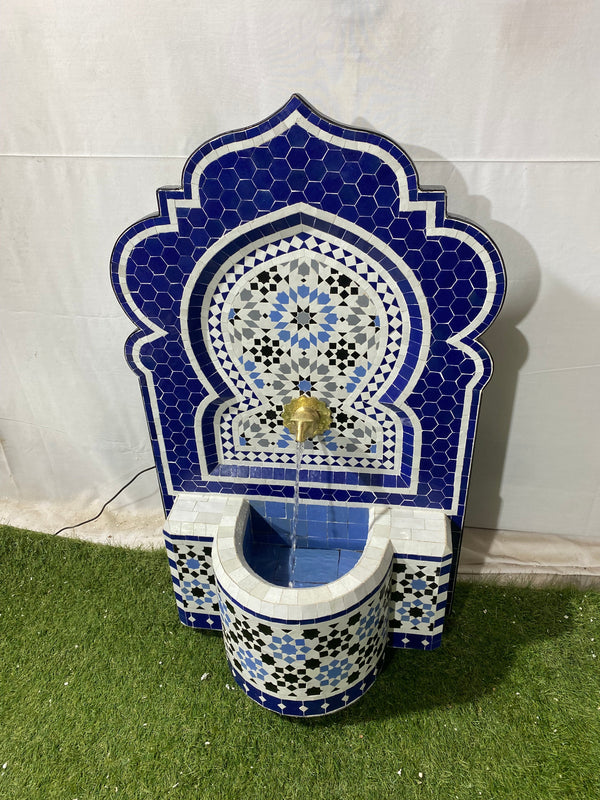 CUSTOMIZABLE Fountain with mosaic tiles, water inside fountain Moroccan mosaic fountain, terrace Indoor Decor.