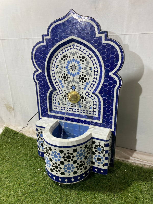 CUSTOMIZABLE Fountain with mosaic tiles, water inside fountain Moroccan mosaic fountain, terrace Indoor Decor.