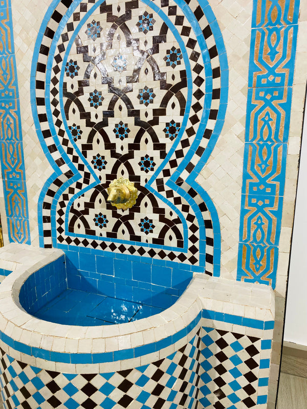 Custom Mosaic Fountai for Outdoor/Indoor - Mid Century Fountain water inside Modern Flair - Moroccan Hung or Floor Fountain