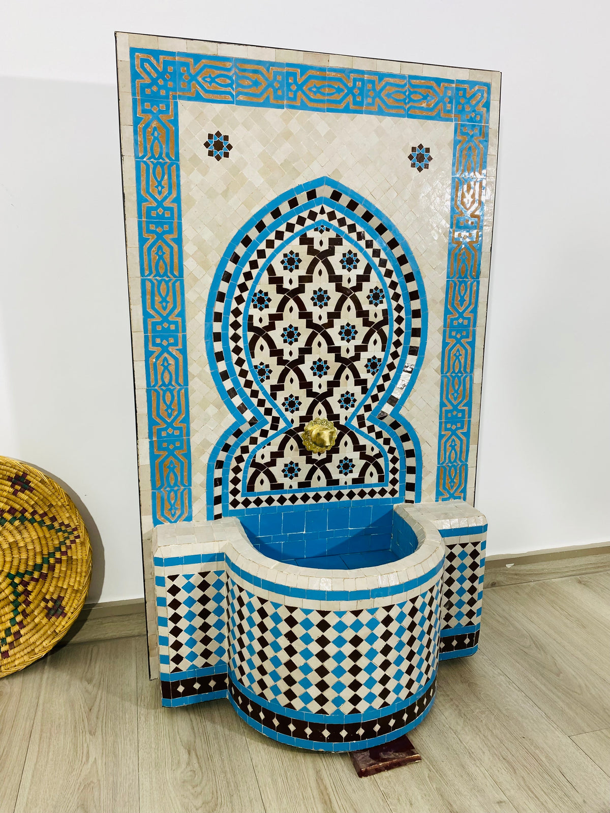 Custom Mosaic Fountai for Outdoor/Indoor - Mid Century Fountain water inside Modern Flair - Moroccan Hung or Floor Fountain