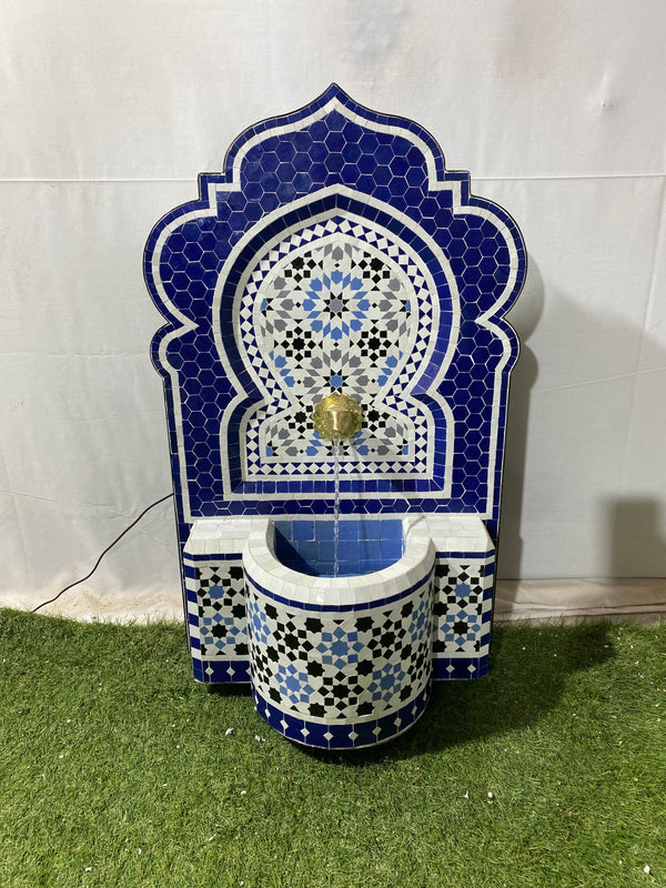 CUSTOMIZABLE Fountain with mosaic tiles, water inside fountain Moroccan mosaic fountain, terrace Indoor Decor.
