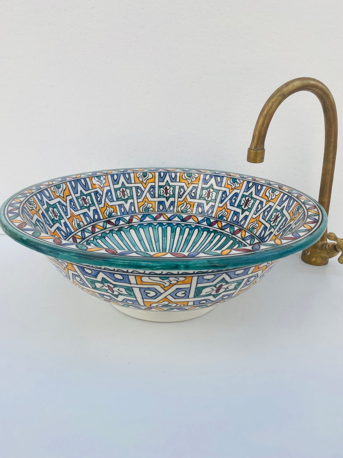 Rustic Bathroom vessel sink - washbasin made from ceramic 100% handmade colorful - ceramic basin decor built with mid century modern Flair