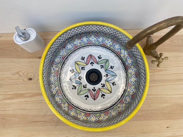 Bathroom vessel sink - modern handmade bathroom - countertop washbasin - mid century modern bathroom - free gift solid drain