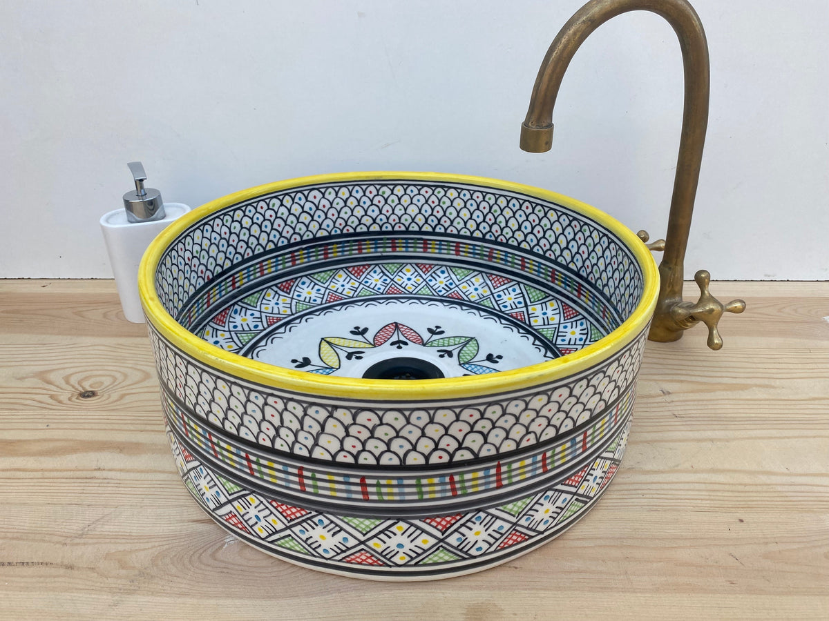 Bathroom vessel sink - modern handmade bathroom - countertop washbasin - mid century modern bathroom - free gift solid drain