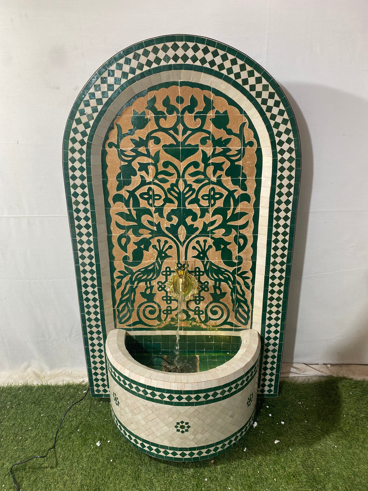 Emerald Green Mosaic Water Fountain for outdoor and indoor - Tree of Life Fountain water Feature - Garden Moroccan Mosaic Fountain Modern
