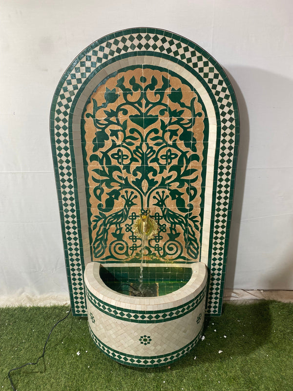 Emerald Green Mosaic Water Fountain for outdoor and indoor - Tree of Life Fountain water Feature - Garden Moroccan Mosaic Fountain Modern
