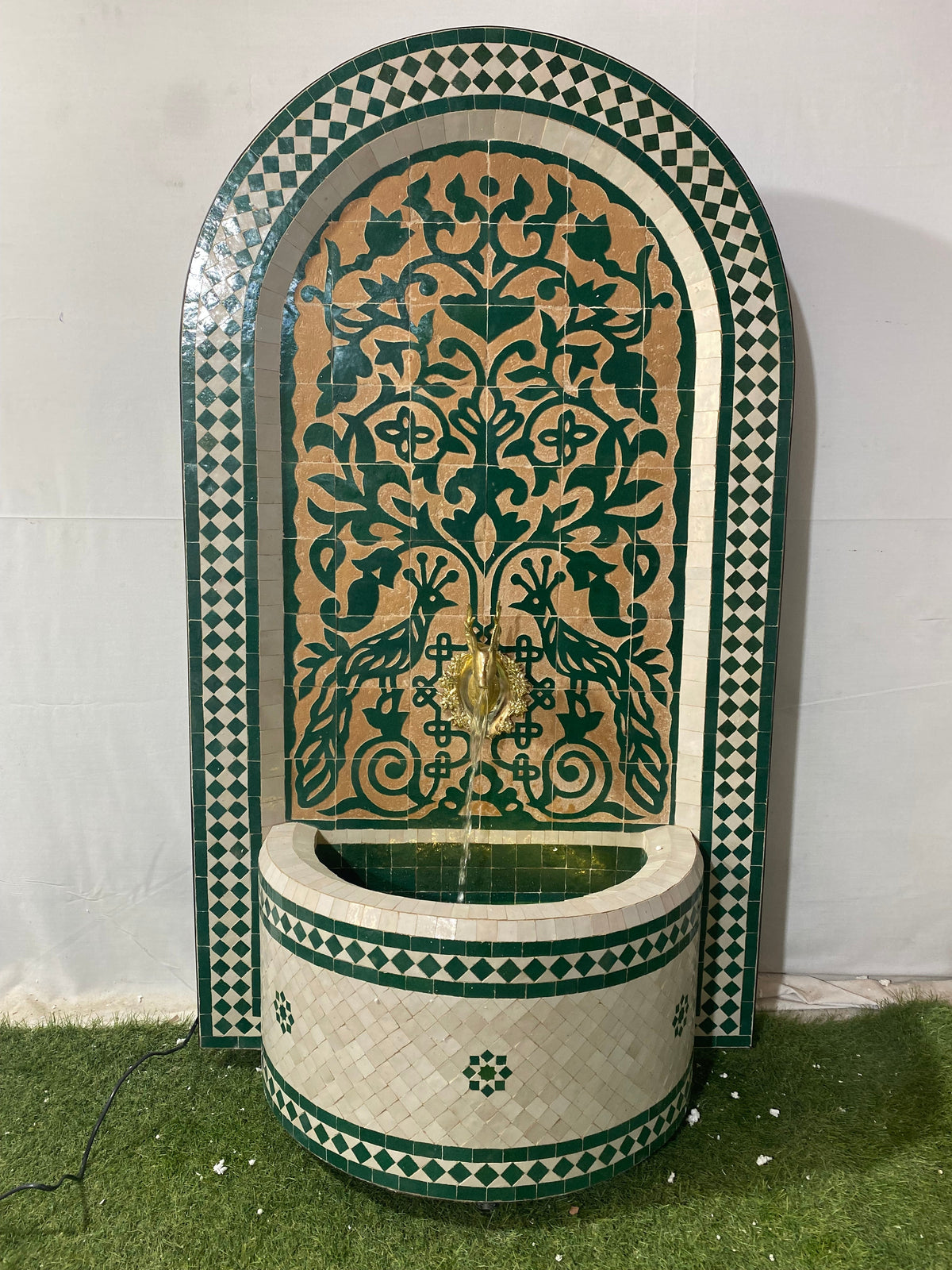 Emerald Green Mosaic Water Fountain for outdoor and indoor - Tree of Life Fountain water Feature - Garden Moroccan Mosaic Fountain Modern
