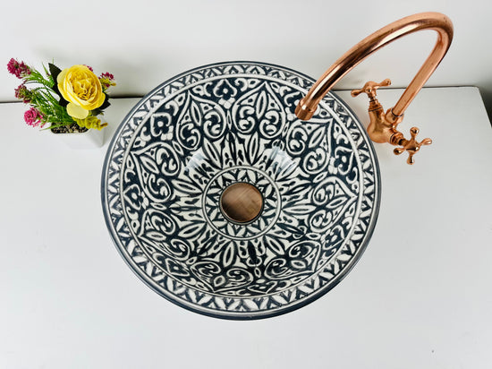 Modern Bathroom black vessel sink - washbasin ceramic 100% handmade minimalist - ceramic basin decor built with mid century modern Flair