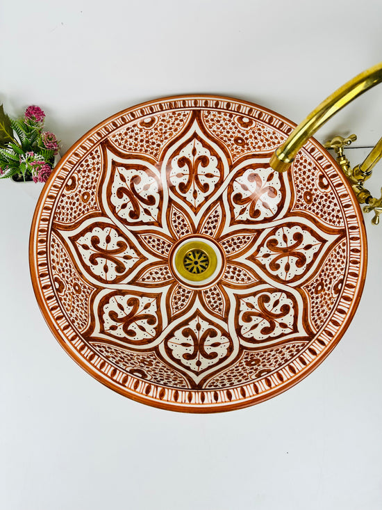 Bronze sink for bathroom 100% handmade hand painted - ceramic sink built with mid century modern styling