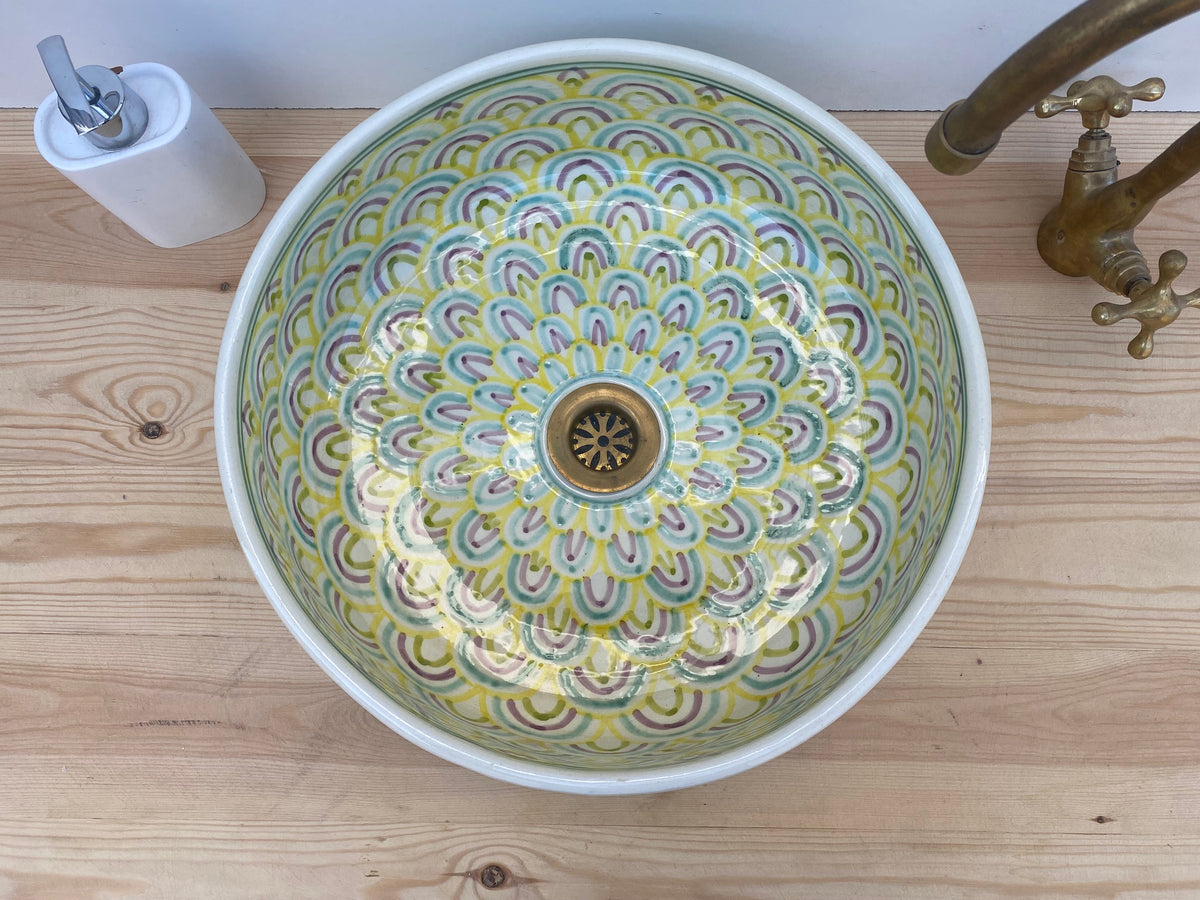 Bathroom vessel sink - modern handmade bathroom - countertop washbasin - mid century modern styling
