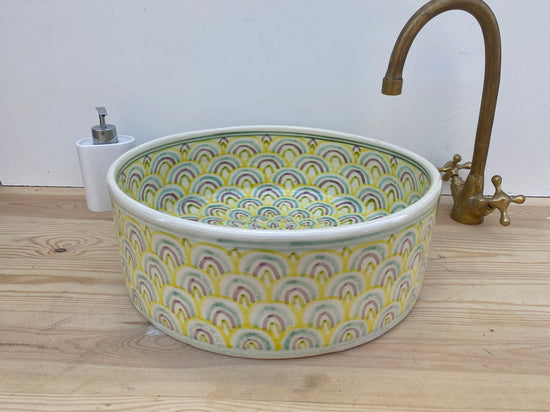 Bathroom vessel sink - modern handmade bathroom - countertop washbasin - mid century modern styling