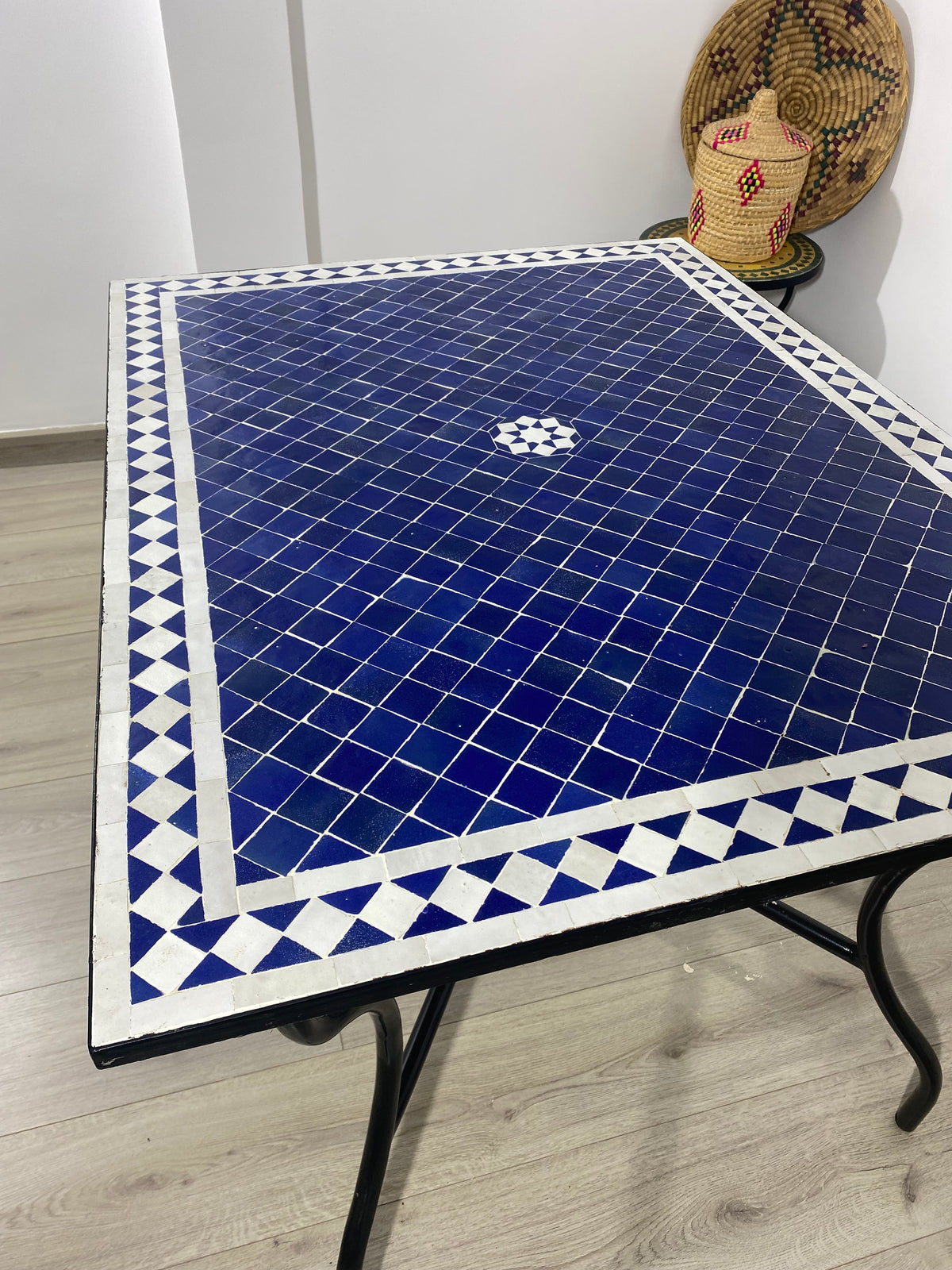 Moroccan blue mosaic Table for outdoor & indoor made Mosaic tiles, 100% handcrafted