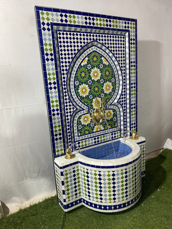 Tiered water Mosaic Fountain for Outdoor and Indoor, Mid Century Fountain water inside, Moroccan Mosaic Fountain