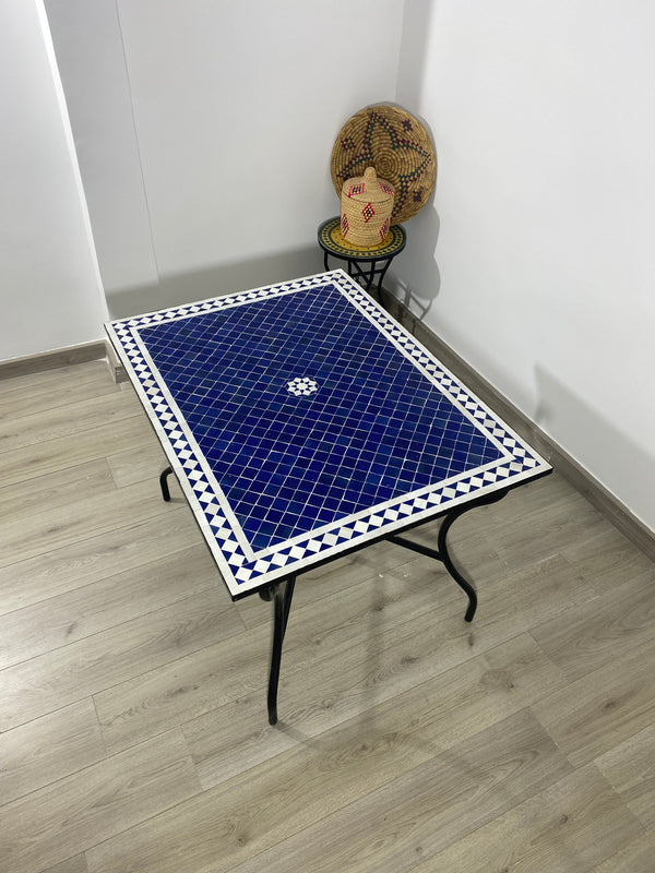 Moroccan blue mosaic Table for outdoor & indoor made Mosaic tiles, 100% handcrafted