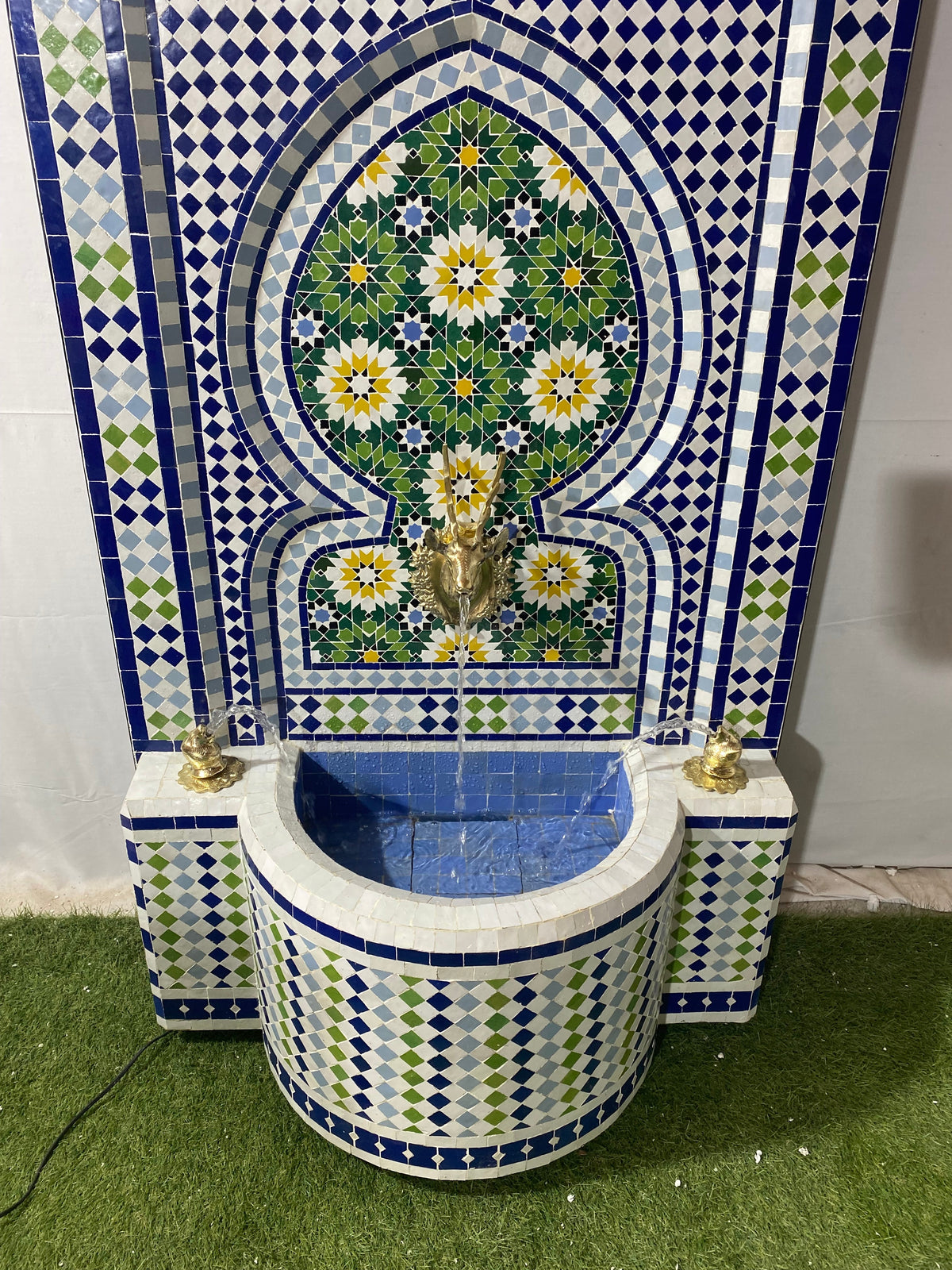Tiered water Mosaic Fountain for Outdoor and Indoor, Mid Century Fountain water inside, Moroccan Mosaic Fountain