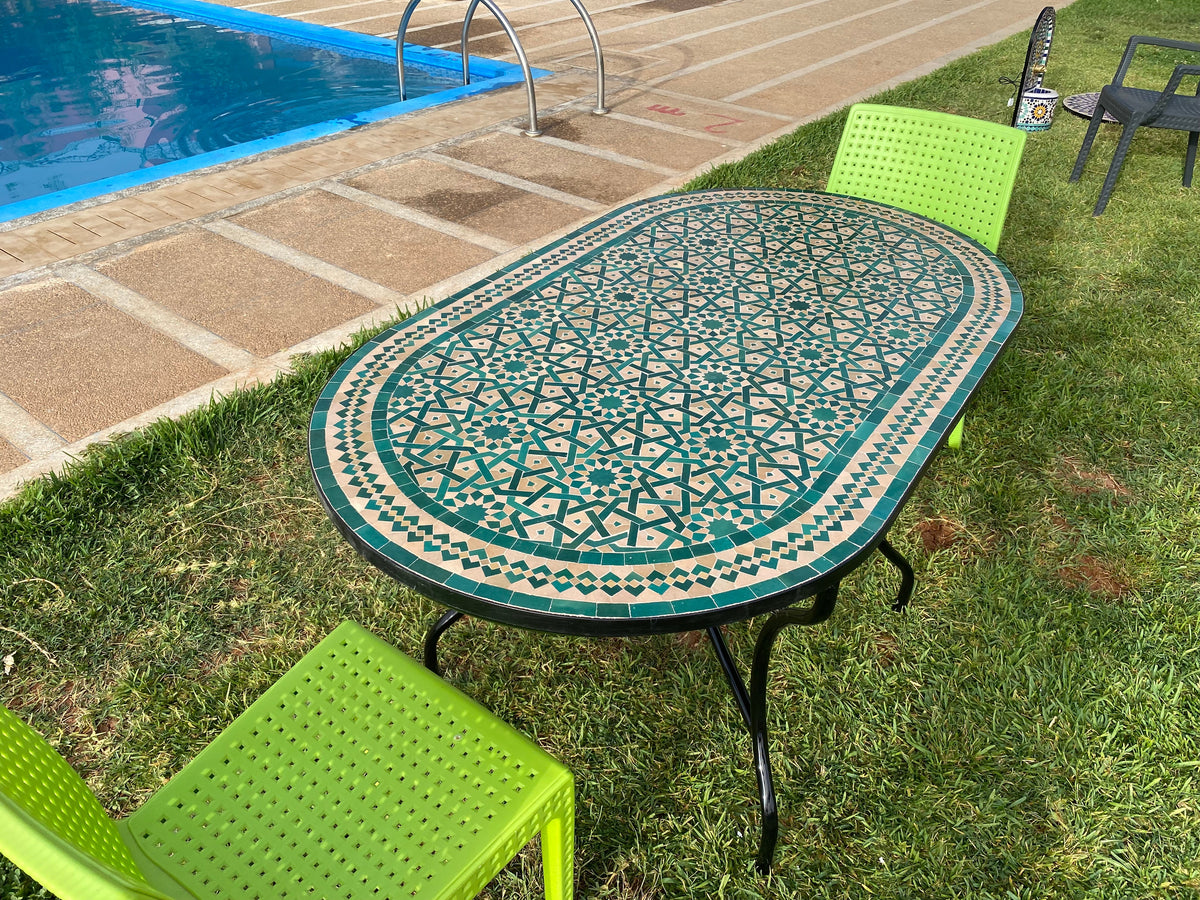Amazing dinning Table, Moroccan Mosaic Table, Oval table, outdoor-indoor Mosaic Table, Large Mosaic Table, 100% handcrafted, free shipping