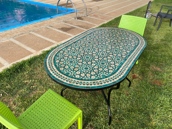 Amazing dinning Table, Moroccan Mosaic Table, Oval table, outdoor-indoor Mosaic Table, Large Mosaic Table, 100% handcrafted, free shipping