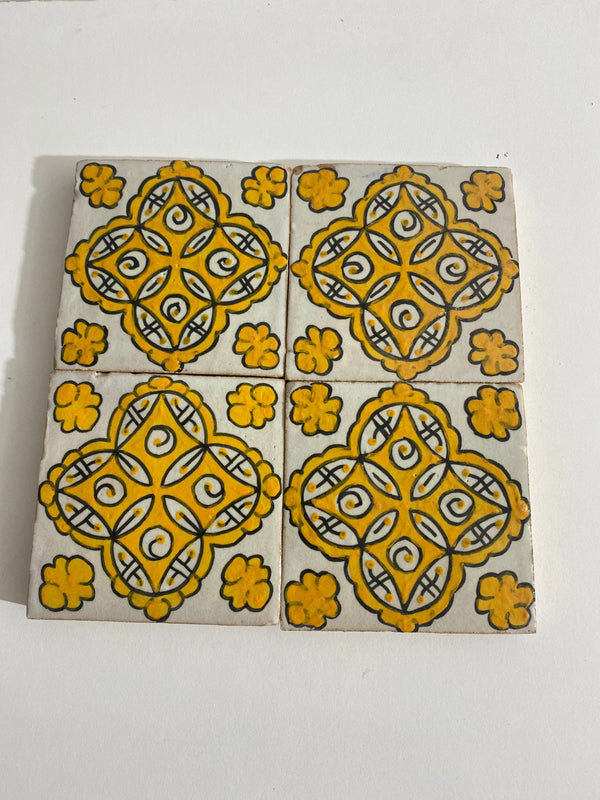 Yellow Ceramic tiles Hand painted tiles 4"x4" 100% for Bathroom Remodeling and kitchen Projects works wall and ground
