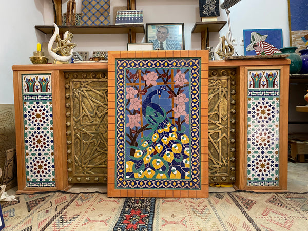 Moroccan mosaic peacock wall hanging