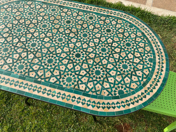 Amazing dinning Table, Moroccan Mosaic Table, Oval table, outdoor-indoor Mosaic Table, Large Mosaic Table, 100% handcrafted, free shipping