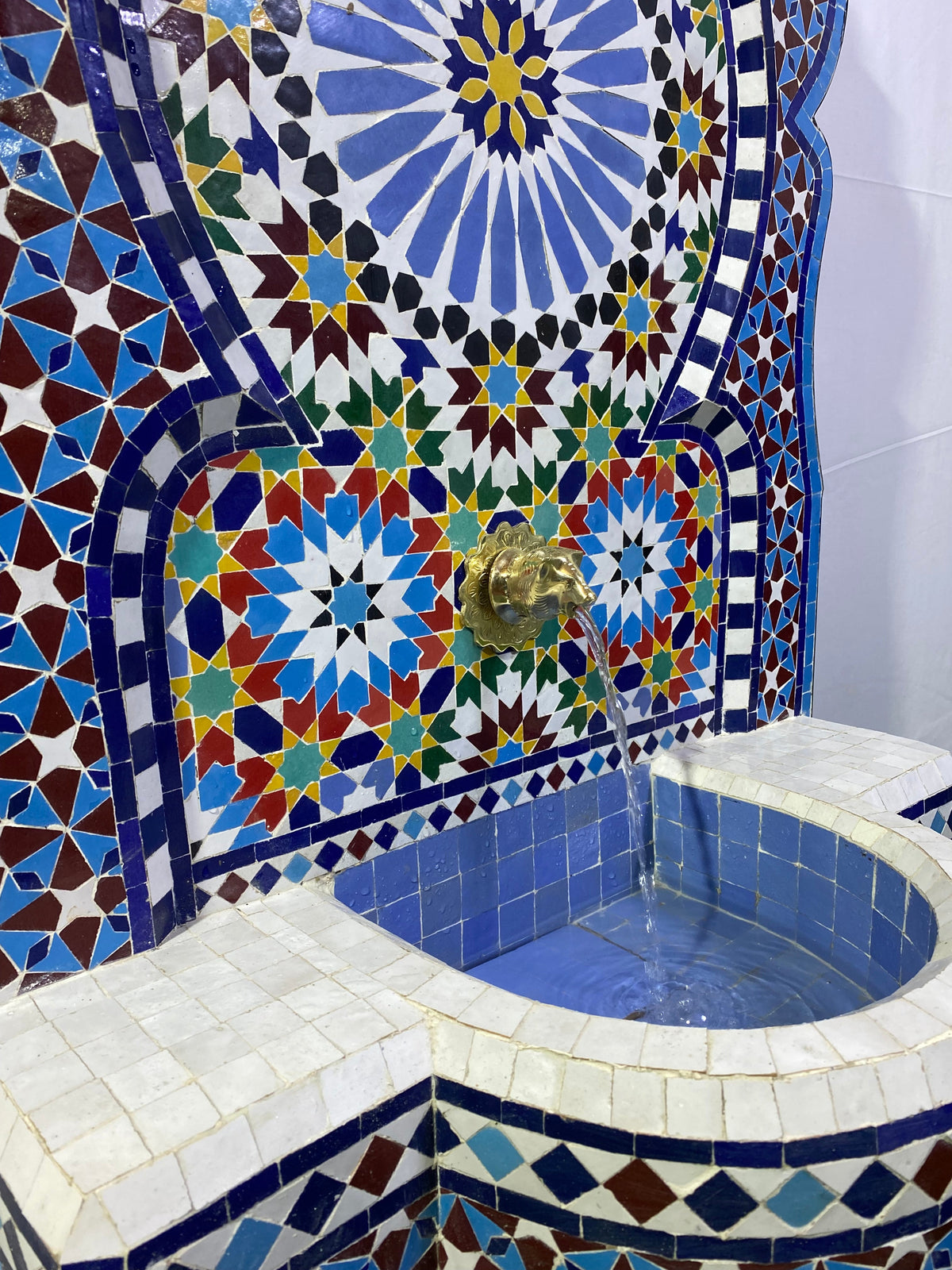Mosaic Fountain for Outdoor Indoor Mid Century Fountain water inside Moroccan Mosaic Fountain