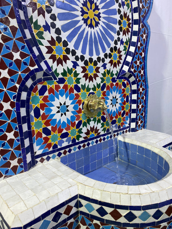 Mosaic Fountain for Outdoor Indoor Mid Century Fountain water inside Moroccan Mosaic Fountain