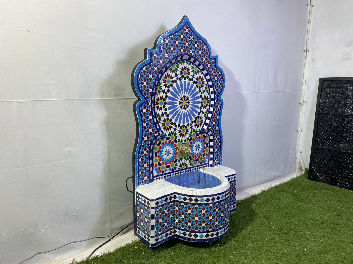 Mosaic Fountain for Outdoor Indoor Mid Century Fountain water inside Moroccan Mosaic Fountain