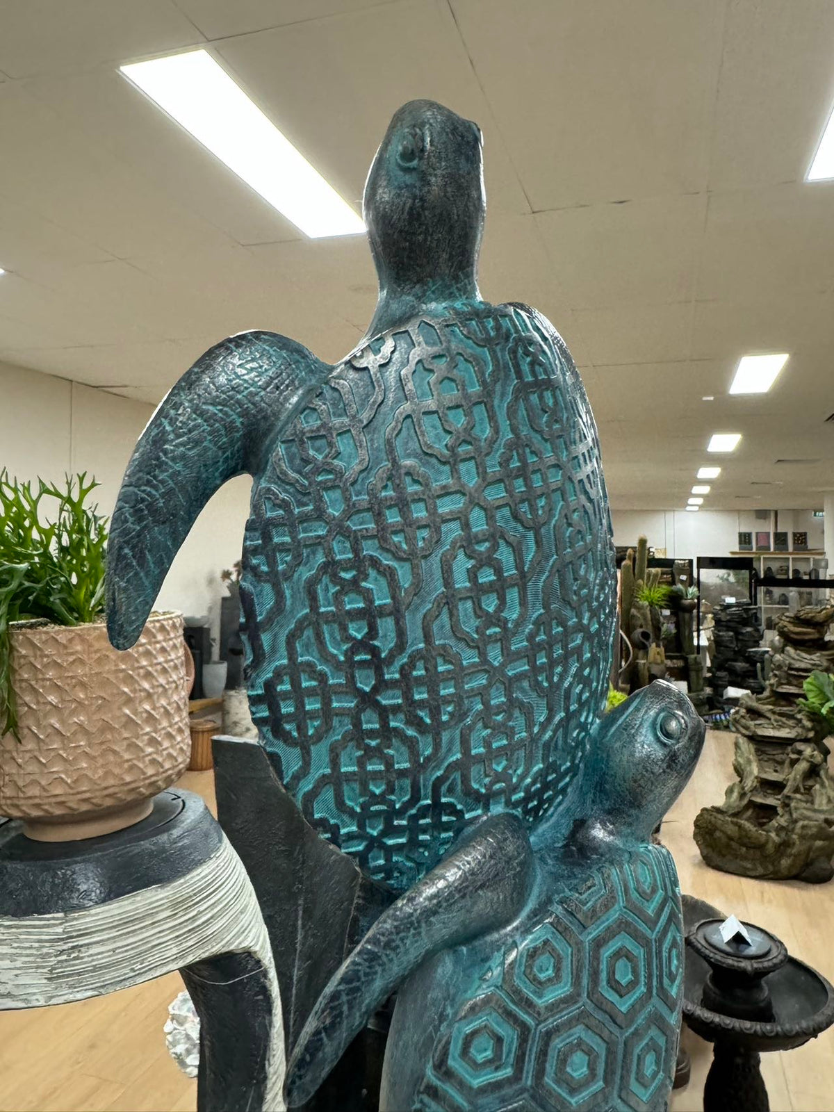 Tortoga Blue Turtle Collection Stacking 3 Blue Turtles on Black Stand