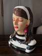 Famosa Bust Head with Earrings in Vivid Colours Ceramic Finish