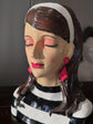 Famosa Bust Head with Earrings in Vivid Colours Ceramic Finish