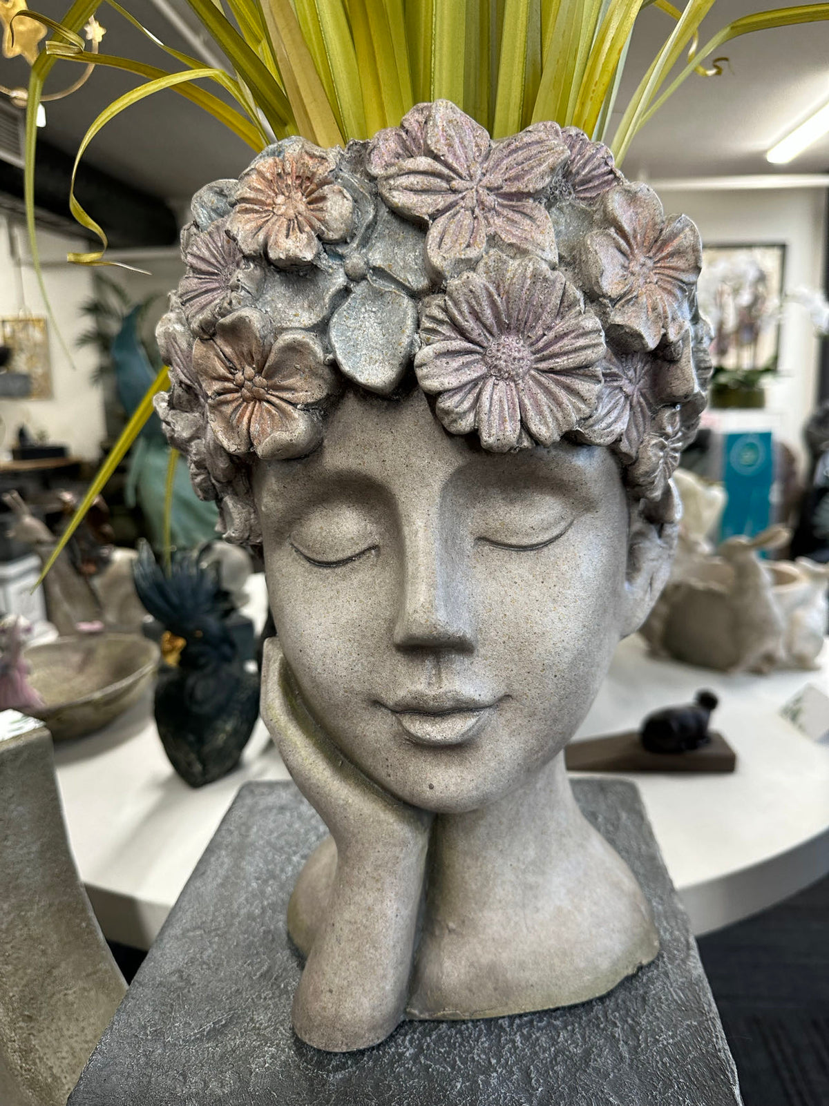 Sonia Beautiful Young Lady Head Bust in Pastel Flower Decoration