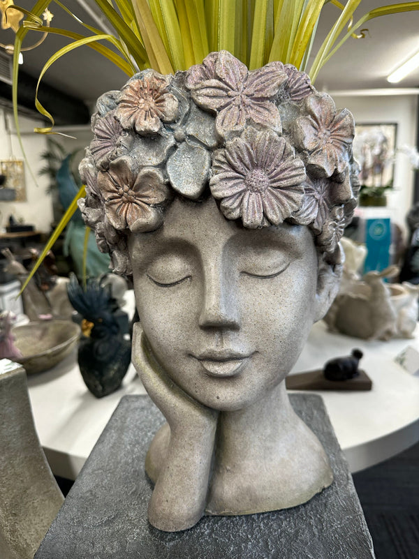Sonia Beautiful Young Lady Head Bust in Pastel Flower Decoration