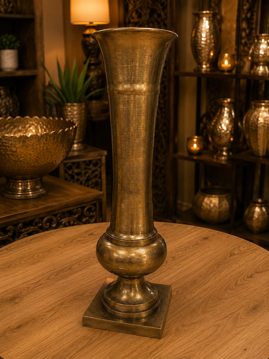 Cantabria Vintage Champagne Colour Long Metal Vase Lush Collection