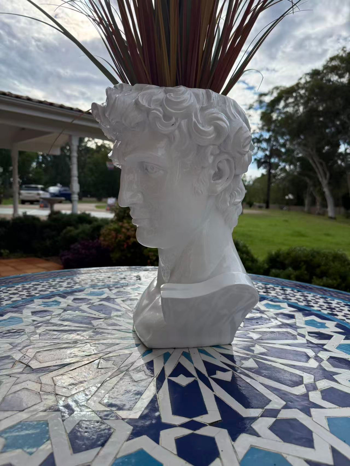Davide Statue Bust White Statement