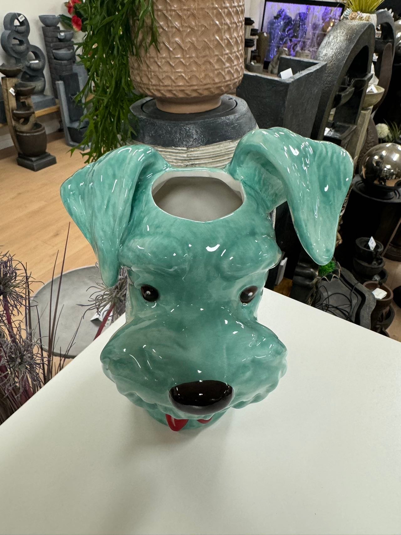 SCHNAUZER HEAD VASE TURQUOISE DOLOMITE PERFECT GIFT