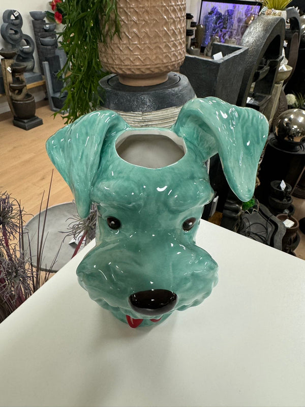 SCHNAUZER HEAD VASE TURQUOISE DOLOMITE PERFECT GIFT