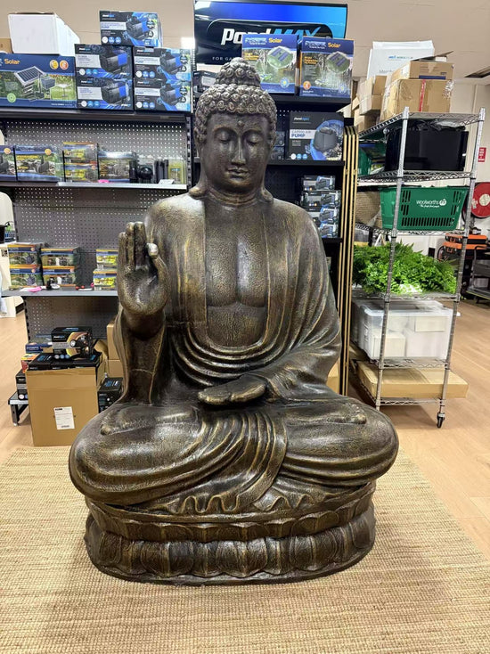Mutiara Extra Large Buddha Statue Black Gold Cement Fibre Material Outdoor