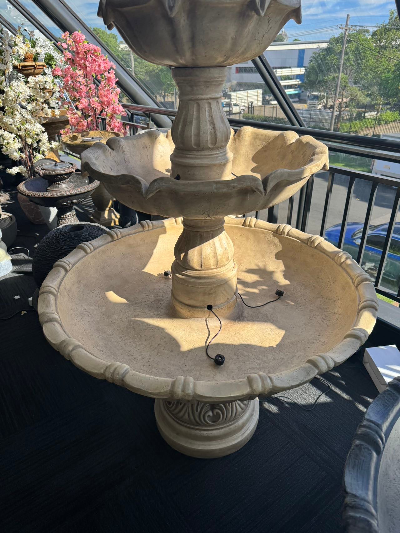Amadora Ivory Stone Effect 5-Tier Electric Powered Tiered Water Fountain