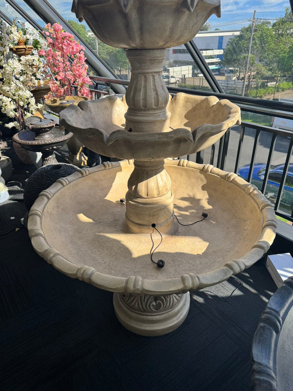 Amadora Ivory Stone Effect 5-Tier Electric Powered Tiered Water Fountain