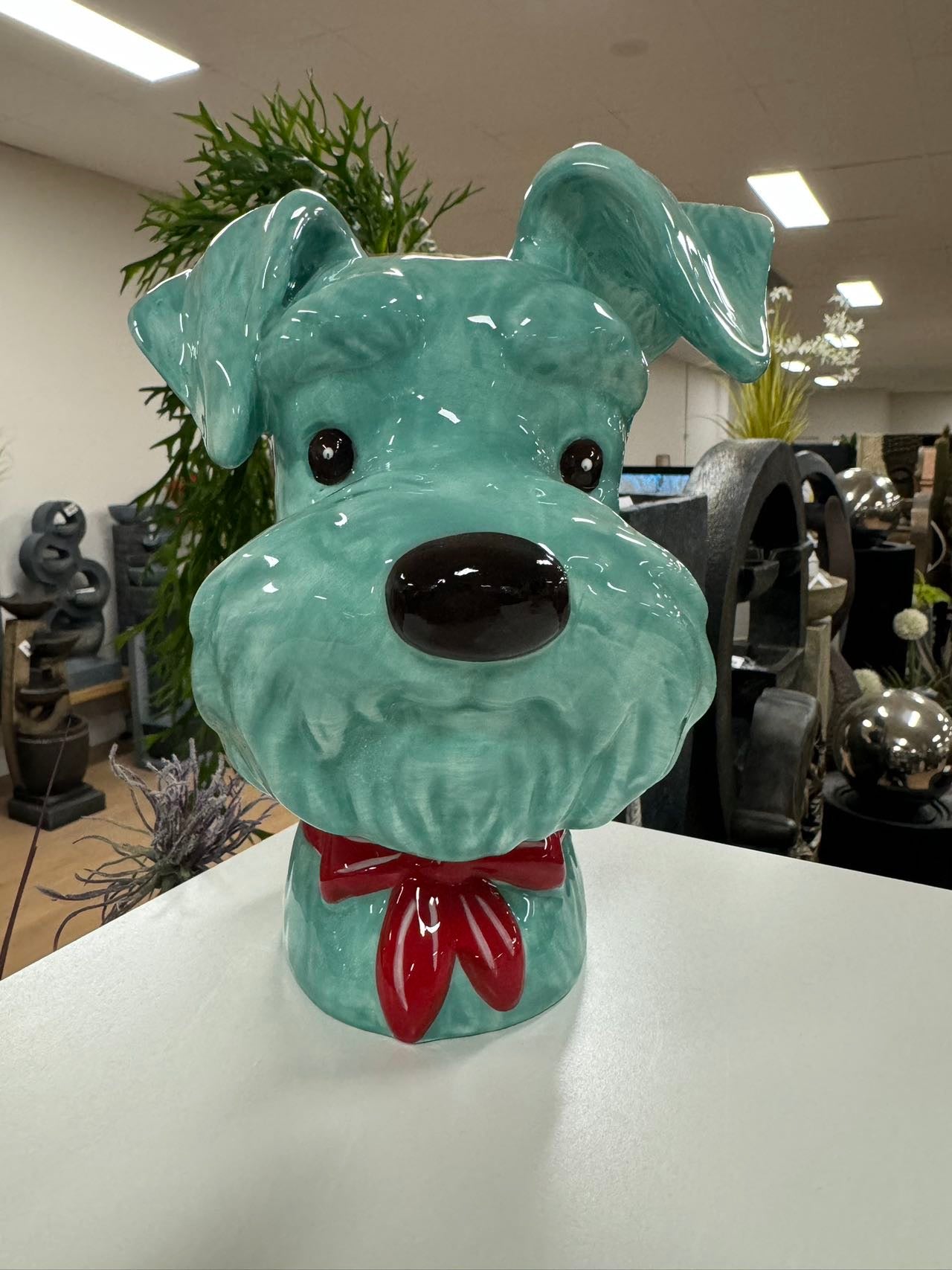 SCHNAUZER HEAD VASE TURQUOISE DOLOMITE PERFECT GIFT