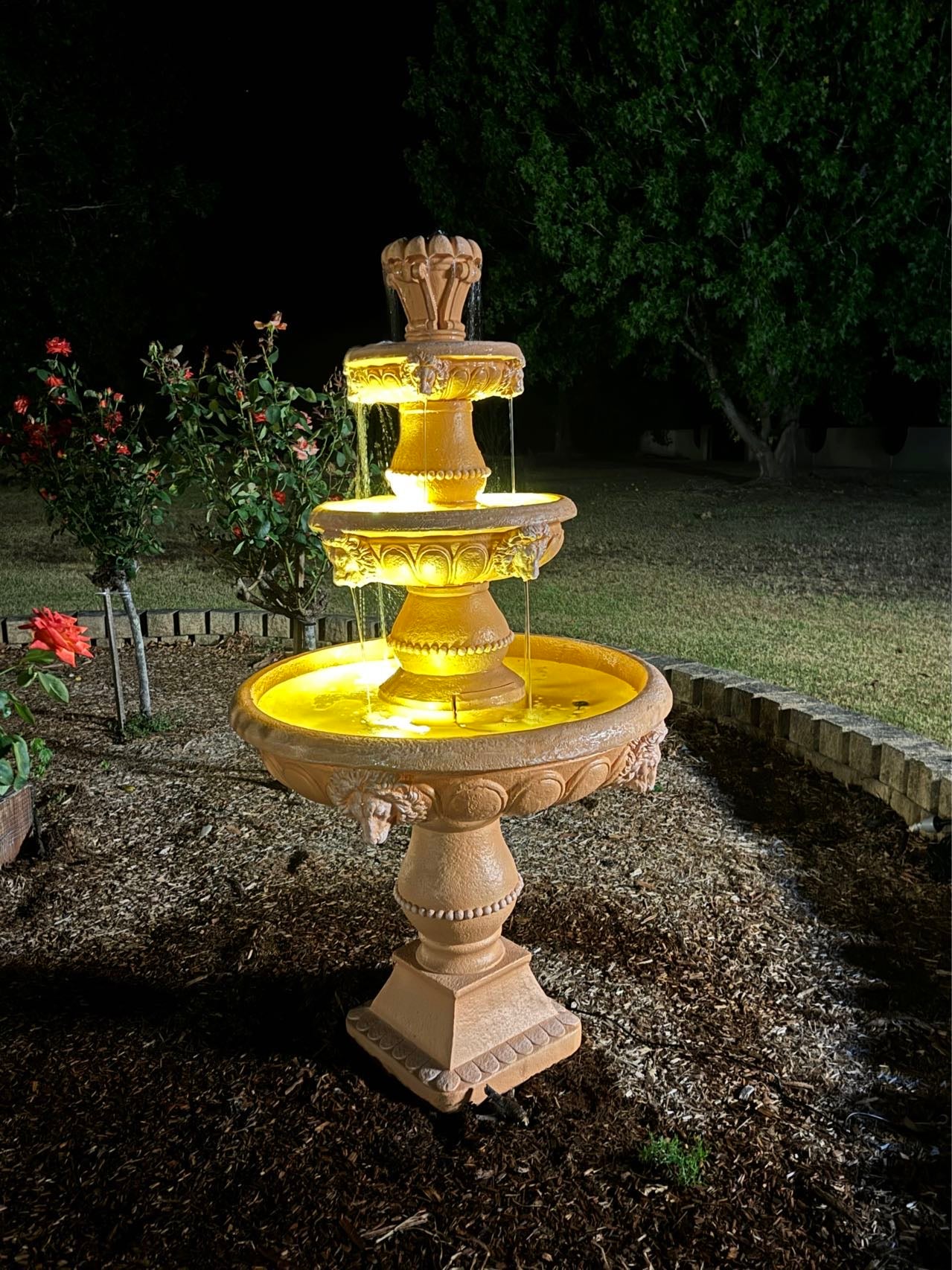 Marbella 4-Tier Water Fountain Lions Terracotta Unique Colour & Design